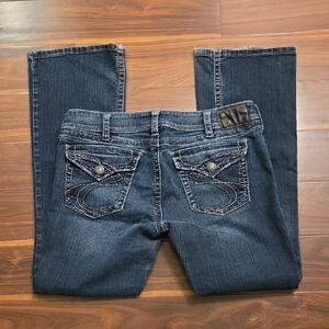 Silver Jeans, Suki Surplus Dark Blue Boot Cut Women's Jeans Size 34x32